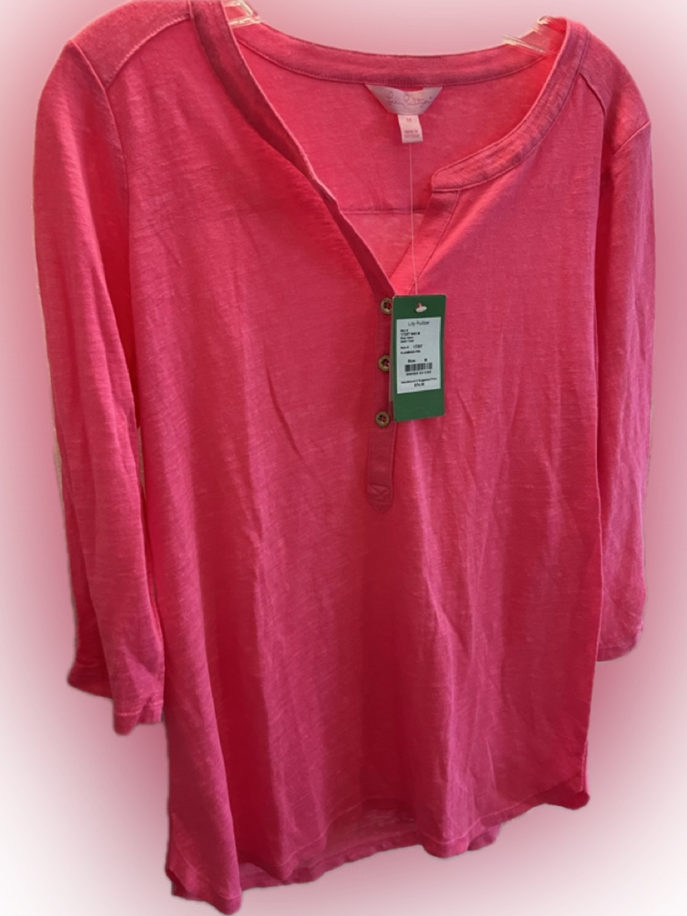 Lilly Pulitzer linen blouse in Flamingo Pink